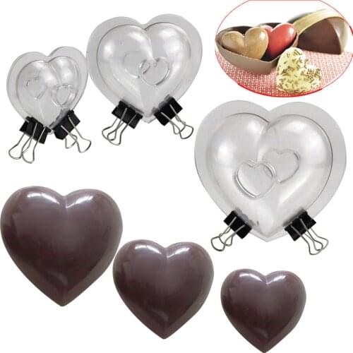 New 6pcs 3D DIY Plastic Mold Love Heart Shape Mousse Molds Christmas Cake Cupcake Fondant Chocolate Moulds Cake Decorating Tool