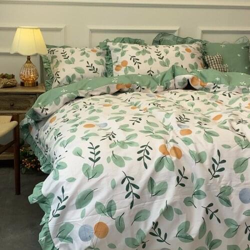 Fresh and Luxurious Bedding Set Four-piece of Small Floral Bed in the Garden Simple Pure Cotton Korean Bed Linen and Duvet Cover