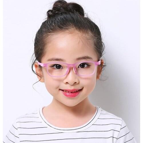 Glasses for Kids Boys Girls TR90 Square Flexible Frame Anti-Eyestrain Anti-Glare Age 4-10 d88