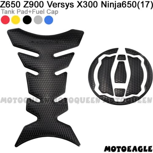 One Set 3D Motorcycle Gas Fuel Oil Cap Tank Pad Cover Protector Decals Sticker for Kawasaki Z650 Z900 Versys X300 Ninja650