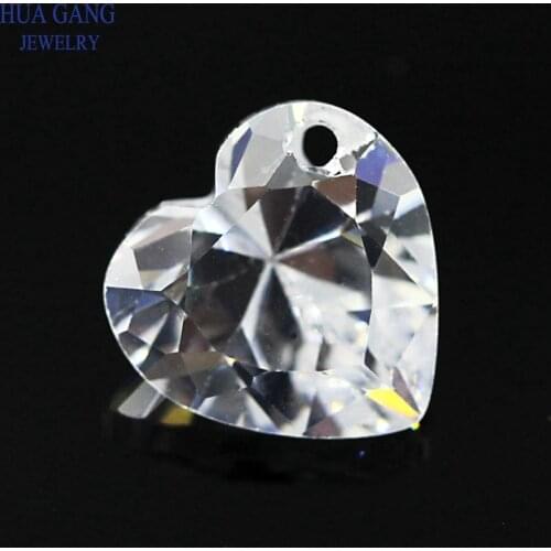 Single Hole AAAAA Heart Shape White Cubic Zirconia Stone For Jewelry Making 4x4~12x12mm High Quality CZ