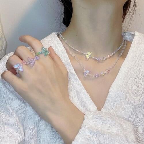 Origin Summer Unique Design Colorful Rice Beads Shells Chokers Necklace for Women Double-Layer Irregular Necklace Jewellery