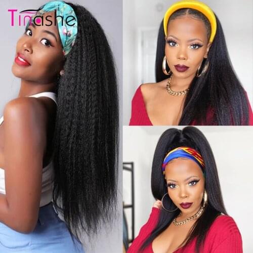 Tinashe Kinky Straight Headband Wig Brazilian Remy Lace Front Wig Chic Scarf Head Band Wigs For Black Women Kinky Straight Wig