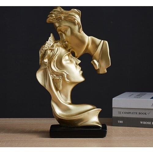 Modren Resin Kiss Mask Statue Abstract Ornaments Art Statuettes Mask Sculpture Craft for Office Vintage Home Decor Wedding Gifts