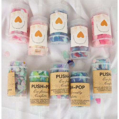 1 Set Push-Pop Confetti Push Poppers 1cm 1.5cm Heart Round Mixed Color Paper Metallic Confetti Wedding Birthday Party Decoration