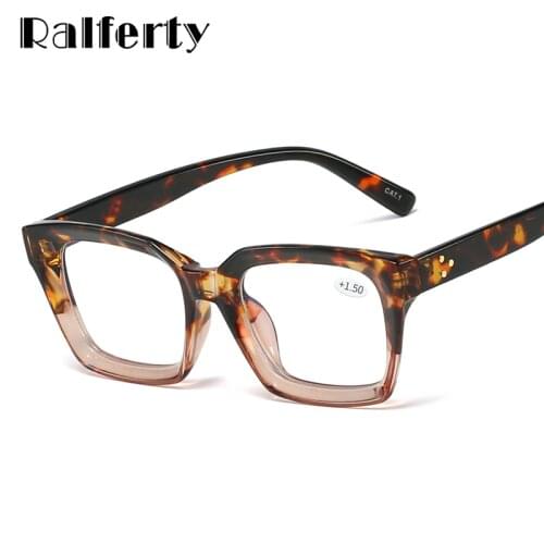 Ralferty 2021 Retro Reading Glasses For Women Computer Blue Light Blocking Glasses Farsightedness Diopter Plus Eyeglass F97562-1