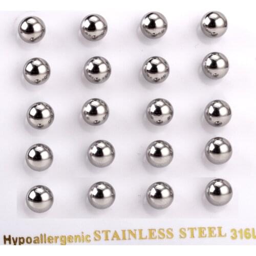 LUXUSTEEL Earrings For Men Silver Color Round Ball Stud Earring Fashion Jewelry Brinco 2020 Stainless Steel 10Pair/Card Earring