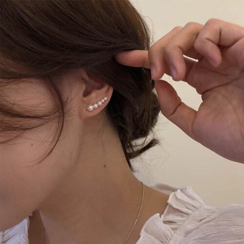 Korean Style Clip Earrings Elegant Simple Vintage Geometric Irregular Pearl Crawler Ear cuff Women Fashion Jewelry Accessories
