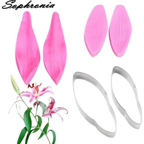 Lily Flower Petal Veiner &Cutter Silicone Mold Fondant Mould Cake Decorating Tools Chocolate Gumpaste,Sugarcraft Mold CS164