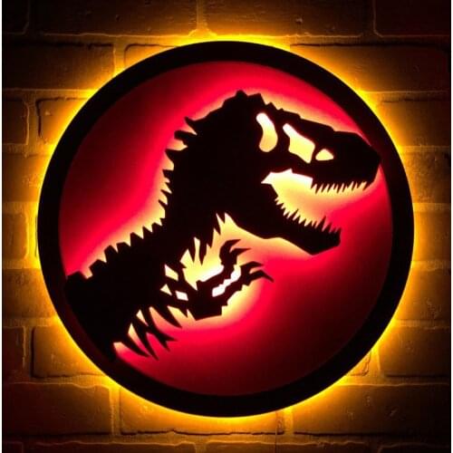 LED Night Light Dinosaur Glowing Wall Lamp Furnishing Bedside Lamp Effect Light Neon Light Bedroom Home Decoration