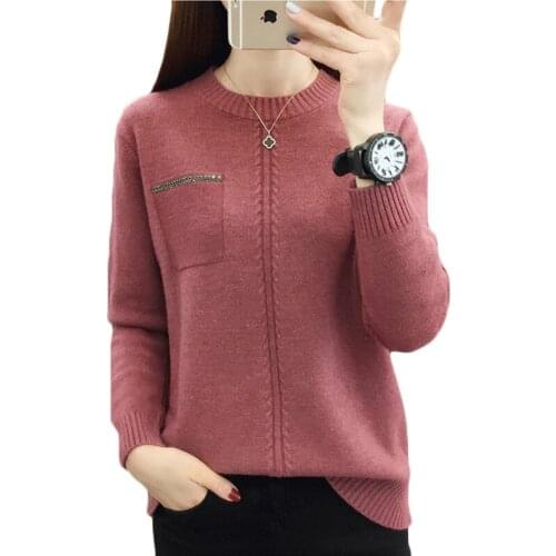 New Women Sweater Autumn Winter Warm knit Bottom shirt Female students Korean Long-sleeve Round neck Pullovers Sweaters Top F770