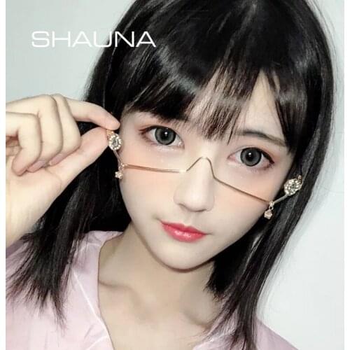 SHAUNA Unique No Lens Half Frame Crystal Pendant Decorative Eyeglasses Frames