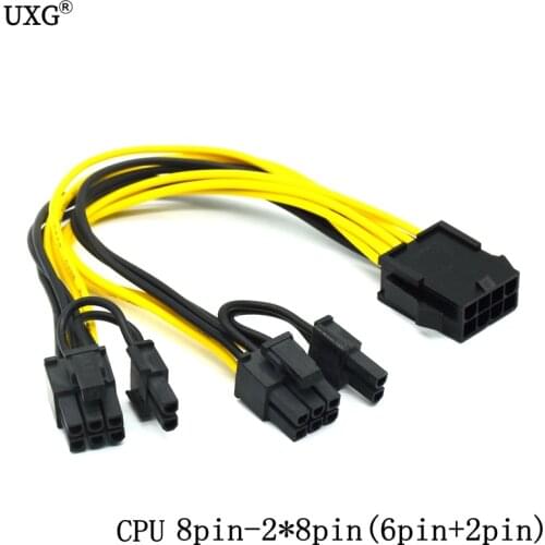 Cpu or gpu 8Pin to 2*8pin(6+2) Graphic Card for miner Double PCI-E PCIe 8Pin Power Supply Splitter Cable Cord 21cm