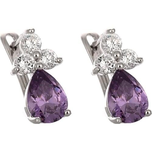 3 Colors crystal Jewelry Stud Earrings For Women Purple/Red/White Elegent Crystal Earrings Party Fashion Jewelry gift for women