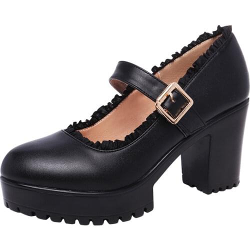 Plus Size 32-43 Block Heel Shoes Women Pumps 2021 Spring Fall White Wedding Shoes Ladies High Heels Shoes Office Work Shoe