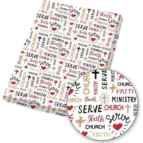 Polyester Cotton Fabric Church First Aid Kit Printed Cloth Sheet For DIY Mask/Dress Handmade Materials Home Textile 145*45cm 1pc