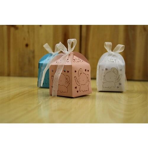 100pcs New Elephant Laser Hollow Candy Box Happy Birthday Babys Candy Boxes Childrens Day Gift Free Shipping