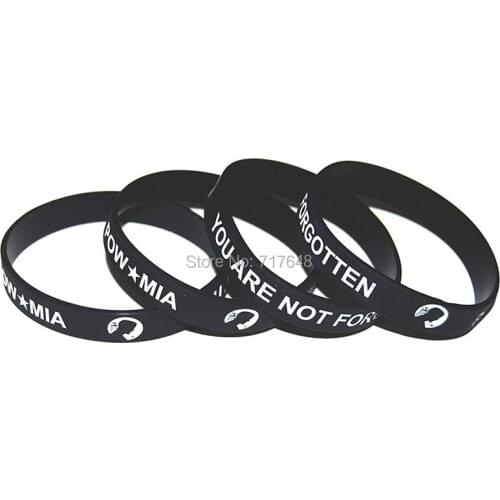 100pcs POW MIA You Are Not Forgotten Military Memorial wristband silicone bracelets free shipping by epacket A