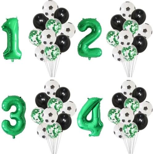 11pcs/set 12inch Football Confetti Latex Balloon 30inch Number Foil Air Globos Soccer Theme Party Kids Birthday Party Decoration