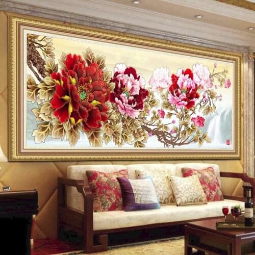 Chinese peony flowers large size DIY diamond Painting cross stitch,5d diamond embroidery