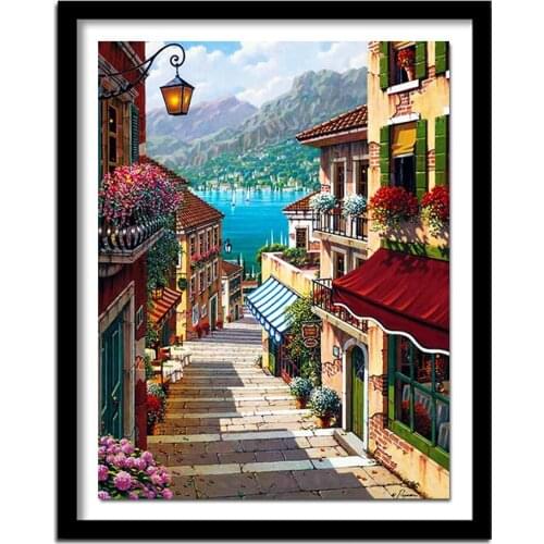 Nabi DIY 5D Diamond embroidery Diamond "City streets" Needlework Diy Full Square diamond painting Home decoration gift Art