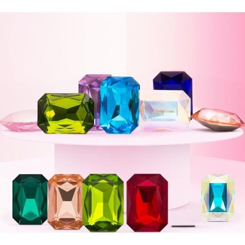 Glitter Octagon Strass Crystal Glass Rhinestones for Clothes Adhesive Rhinestones Craft Gems Dress Jewelry Decoration Glue on