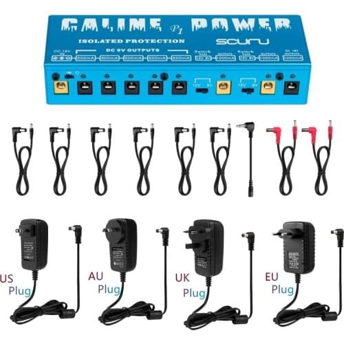 Caline P1 Isolated Power Supply 18V 2A 36W Guitar Effects Pedal 8 Isolated Outputs Power Supply P1 Blue Color Guitar Accessories