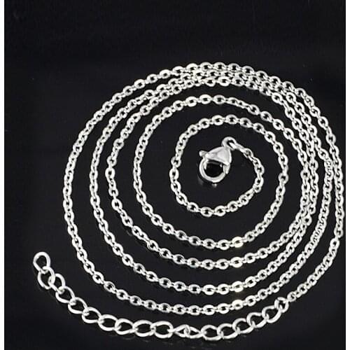 10PCS/lot 59.5+5cm Stainless Steel Necklace Chains Fashion Jewelrys Fit For Locket Pendant Charms Gift