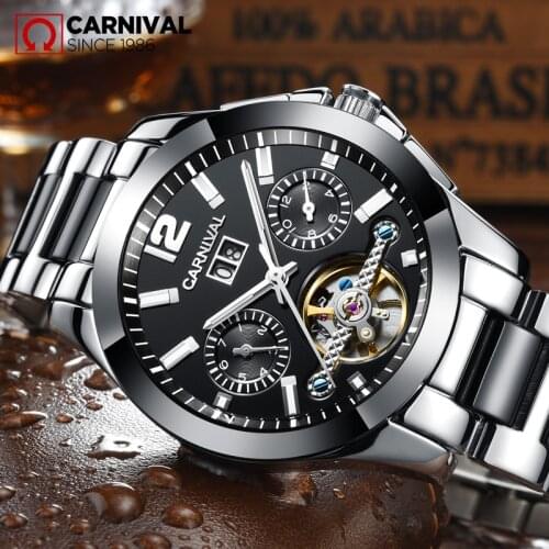 Relogio Masculino CARNIVAL Watch Men Luxury Brand Tourbillon Automatic Mechanical Watches Men Casual Business Waterproof Wrist