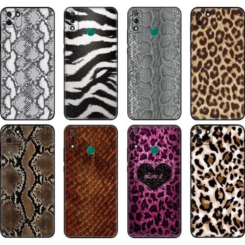 Black tpu Case For Huawei Y9S Y6S Y8S Y5P Y7P Y8P Case For Huawei Y5 lite Prime Y6 2019 Cover Snake Skin DIY Leopard Drawing