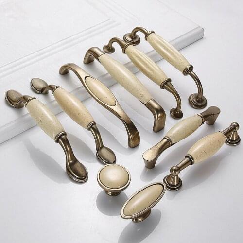 1pcs Cabinet Door Knob and Pull Antique Bronze Ceramic Door Handle Cabinet Wardrobe Knob Wardrobe Furniture Pulls Drawer Handle