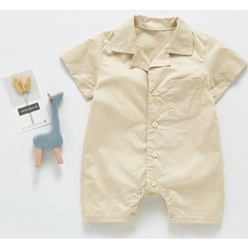 Ins Hot Sale Kids Boys Solid Color Short Sleeve Bodysuit