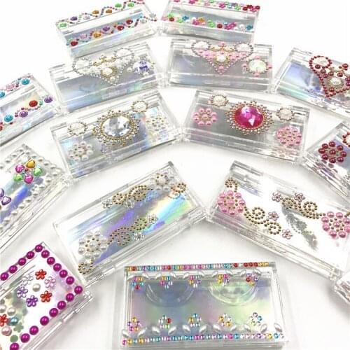 Diamond Eyelash Packaging Box Wholesale Empty Lash Boxes Rectangle Case 25mm Mink Lashes Creative Eyelashes Package makeup