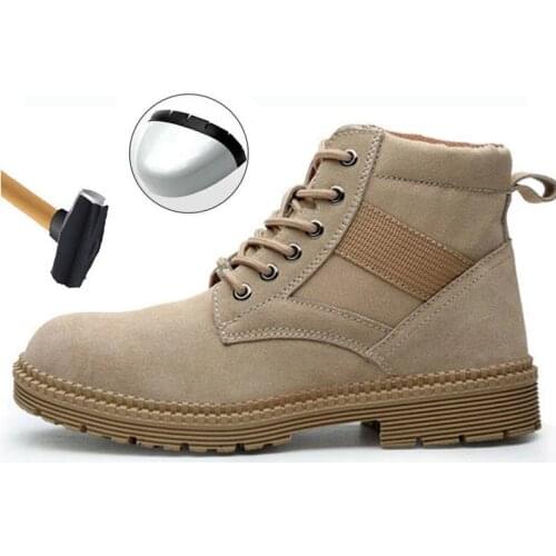 New mens steel toe safety shoes in 2020, smash-proof and stab-resistant work boots, breathable outdoor sports shoes