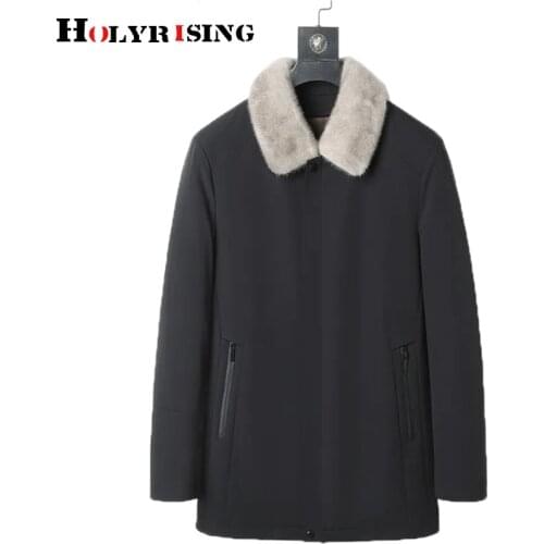 Men winter jackets thick mink liner turn collar zipper fur coats loose waterproof outdoor outwear pockets male comfort top 19609