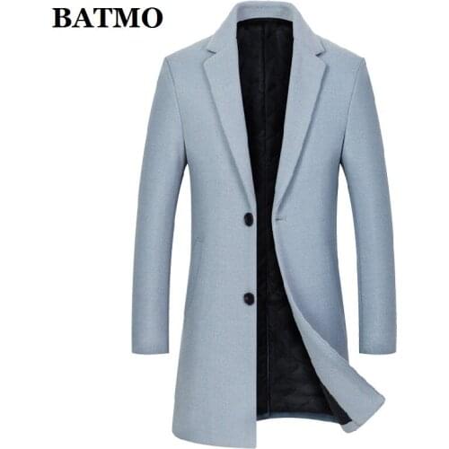 BATMO 2021 new arrival autumn&winter wool trench coat men, mens coat men overcoat M8821