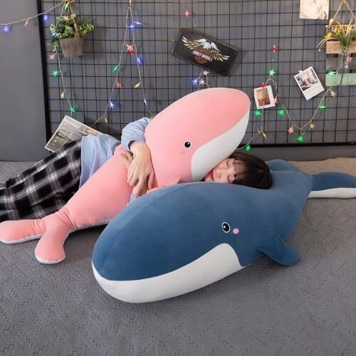Zqswkl 55/85/110cm soft whale plush toy large dolphin long pillow sofa cushion stuffed toys toys for children birthday gift