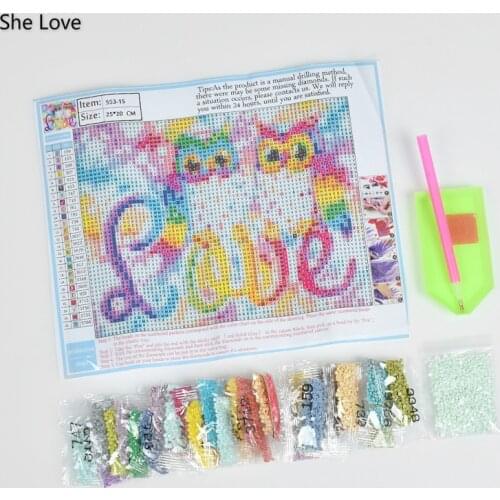 Chzimade Owl Love Diamond Painting Cross Stitch Kit DIY Diamond Embroidery Rhinestone Paste