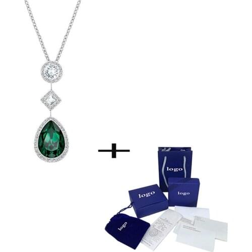 SWA 2019 Fashion New FLUO Pendant Necklace Glittering Green Large Crystal Female Clavicle Gives Lovers the Best Gift