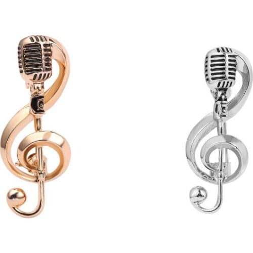 New Microphone Music Note Brooches For Women And Men Singer Party Concert Accessories Christmas Gifts High Quality