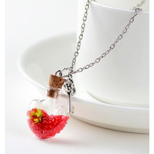 Original Drifting Bottle Lively Pendent Necklaces Creative Natural Dry Flowers Women Necklaces Heart Glass NecklaceGirls Gift