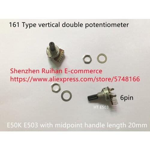 Original new 100% 161 Type vertical double potentiometer E50K E503 with midpoint 20mm 6pin (SWITCH)