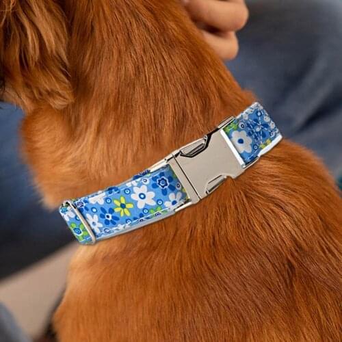 Dog Necklace Buckle Decorative Skin Friendly Collar for Pet Accessories Teddy Decorative Circle With Printed Pastoral Scenery