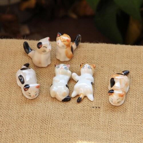 1Pcs Chopsticks Holder Cat Shape Support Forks Ceramic Cartoon Animal Home Chopsticks Rest for Kitchen Home Table Decoration