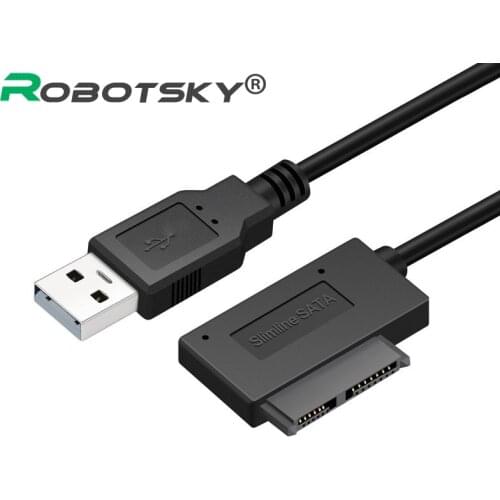 Robotsky USB 2.0 to Sata II 13Pin 7+6 Cable HDD Hard Disk Driver Adapter Converter for Laptop CD/DVD ROM