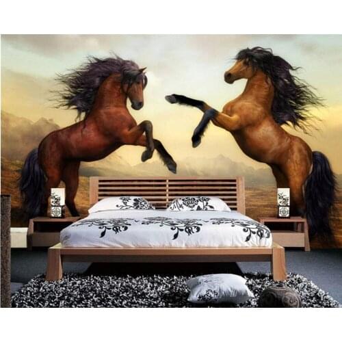 Custom photo wallpaper, horse murals on grass for living room bedroom tv background home decor wallpaper