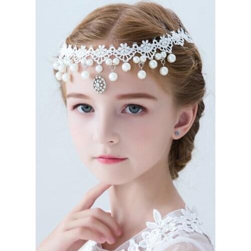 Princess Girls Headbands White Lace Flower Baby Accessories Pearl Newborns Birthday Gifts Kids Headbands Children Accessories