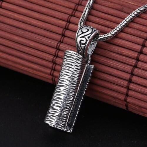 S925 Sterling Silver Jewelry Official Wealth Pendant Men Women Coffin Personality Retro Trend Necklace Pendant