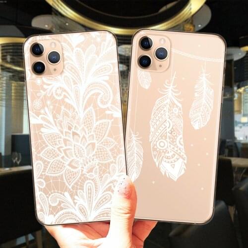 Sexy Floral Phone Case For iPhone 12 Mini 11 Pro XS Max 6S 8 7 Plus X XR SE 2 Mandala Lace Flower Cover Soft Silicone Coque