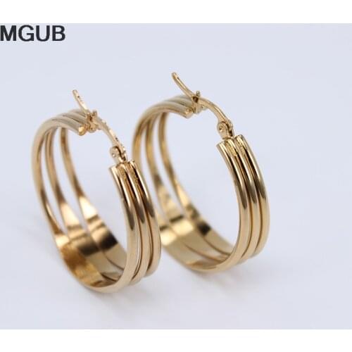 Top Quality Stainless Steel Hoop Earrings Big Circle Earring Fashion Jewelry for Women Girls Ear Clip korean Earrings 2019 LH703